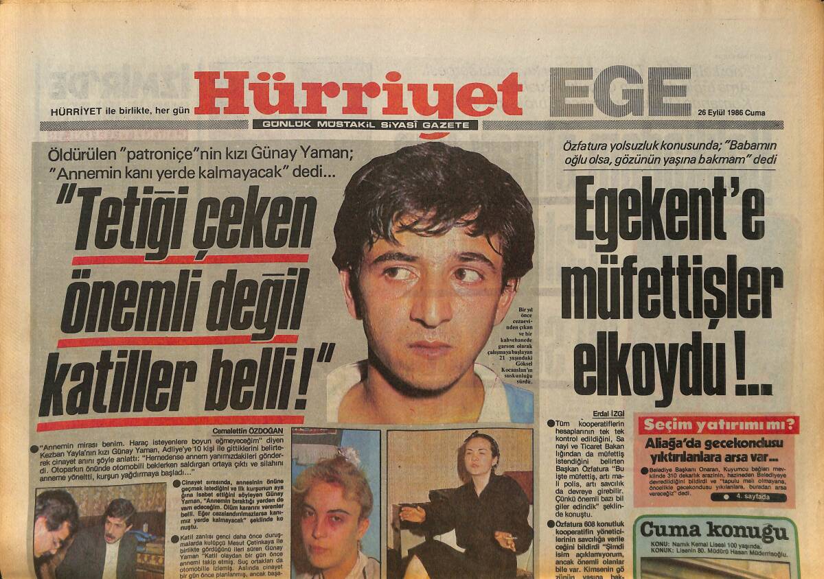 Hürriyet Gazetesi Ege Eki 26 Eylül 1986 - Namık Kemal Dalya Diyor - Göztepe, Ülkü'yü Tek Golle Aştı GZ153603 - 1
