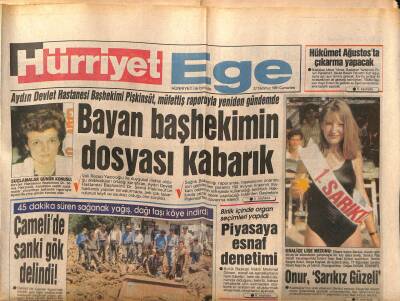 Hürriyet Gazetesi Ege Eki 27 Temmuz 1991 - Aydın Devlet Hastanesi Başhekimi Pişkinsüt , Müfettiş Raporuyla Yeniden Gündemde GZ84091 - 1
