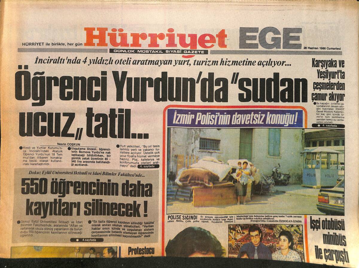 Hürriyet Gazetesi Ege Eki 28 Haziran 1986 - Nazilli'de Hedef 2. Lig - Bornova'da Dayanışma GZ153626 - 1