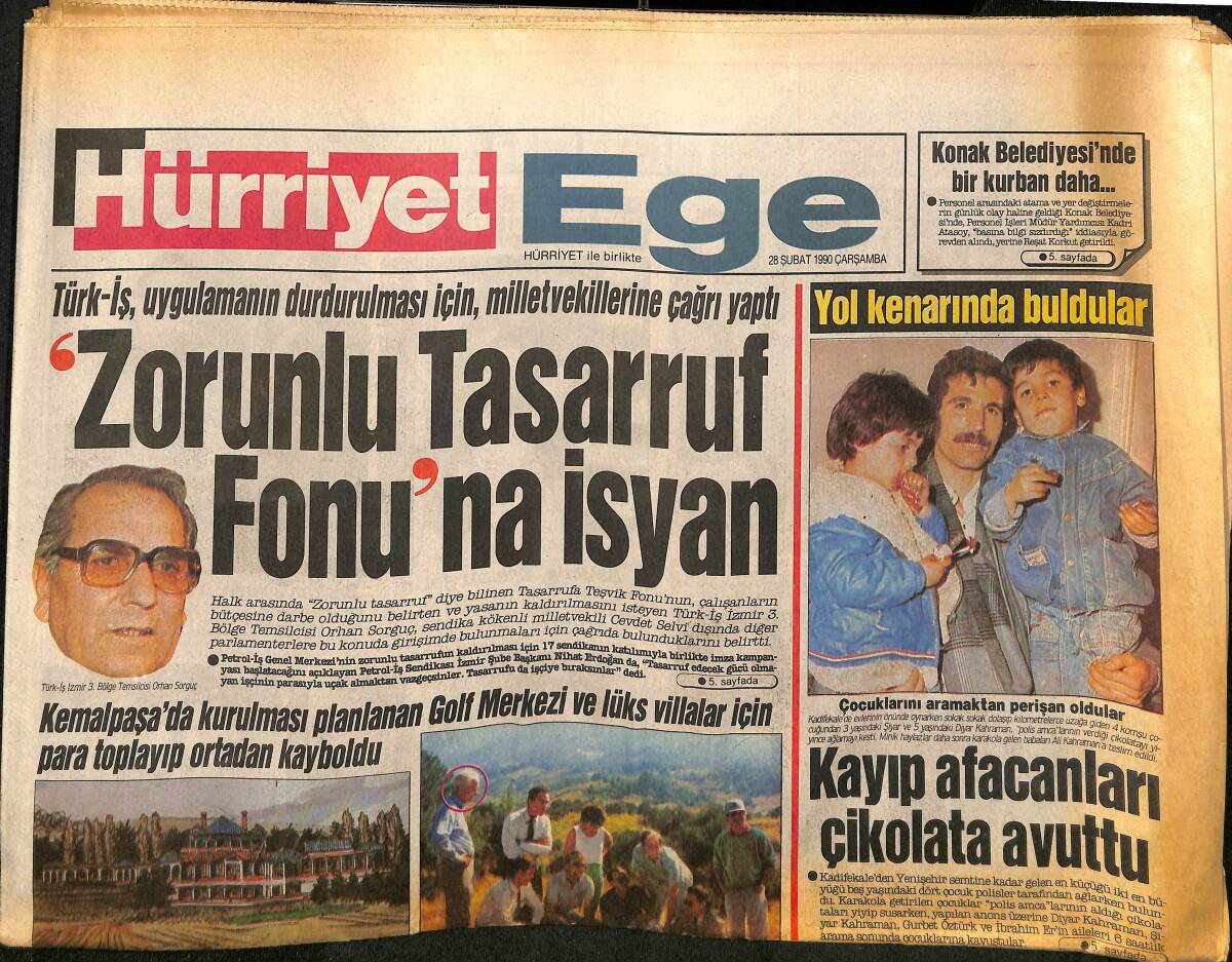 Hürriyet Gazetesi Ege Eki 28 Şubat 1990 - Göztepe Taraftarı Antrenmanı Bastı - Çeşme'de Kaçak Kavgası Alevlendi GZ153698 - 1