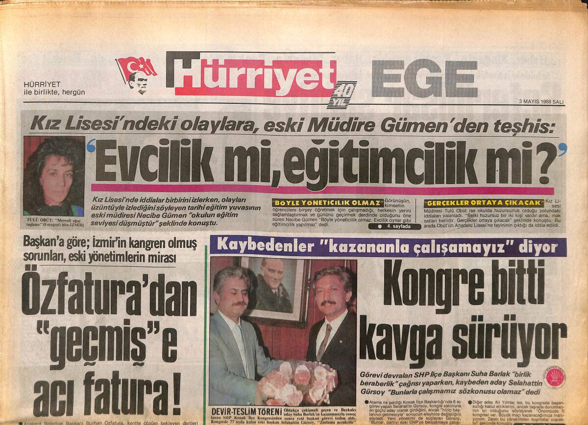 Hürriyet Gazetesi Ege Eki 3 Mayıs 1988 - İzmir'de Fransızca Günler - Bucalı Meral, Özgür GZ153644 - 1
