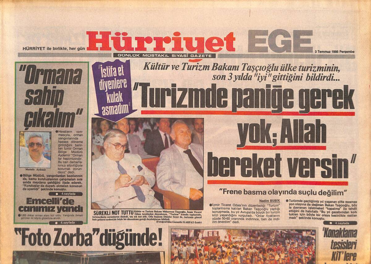 Hürriyet Gazetesi Ege Eki 3 Temmuz 1986 - Al Bano'nun Kızı Ölüm Döşeğinde - Emceli'de Canımız Yandı GZ135035 - 1