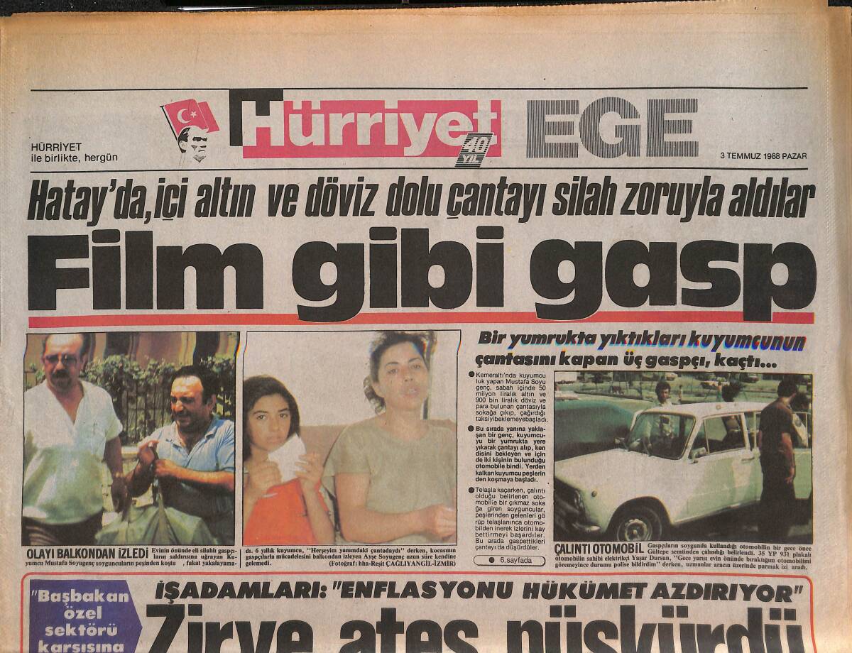 Hürriyet Gazetesi Ege Eki 3 Temmuz 1988 - Göztepe Başkanı Şavkar , Yeni Sezon Formalarını Ailesiyle Hazırlıyor GZ135066 - 1
