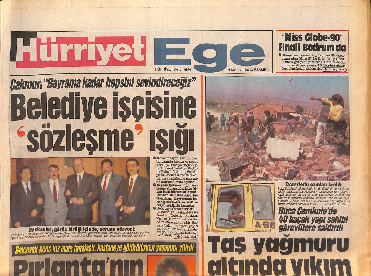 Hürriyet Gazetesi Ege Eki 4 Nisan 1990 - İflas Eden Yupi'nin Borcu 500 Milyar GZ135022 - 1