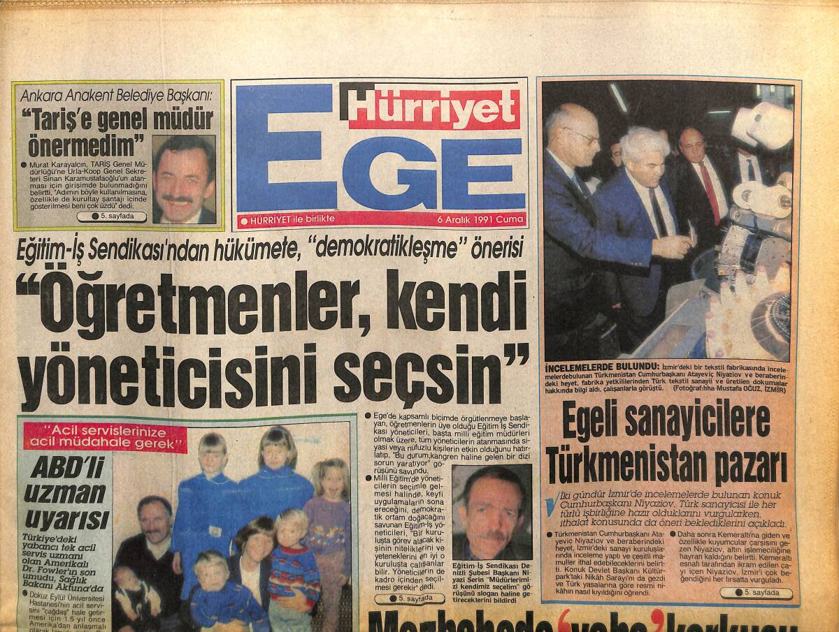 Hürriyet Gazetesi Ege Eki 6 Aralık 1991 - Tatari'nin Darboğazı Dedikodu Kaynaklı - Altay'ın Kilit Formülü GZ153695 - 1