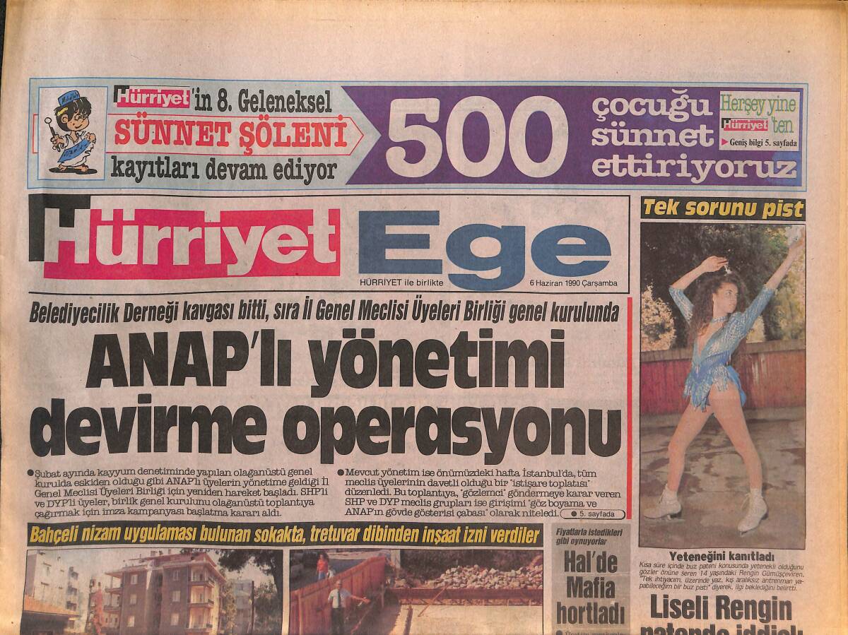 Hürriyet Gazetesi Ege Eki 6 Haziran 1990 - Karşıkaya'da Bir İmar Rezaleti - ANAP'lı Yönetimi Devirme Operasyonu GZ135019 - 1