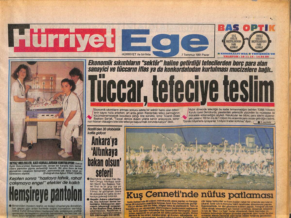 Hürriyet Gazetesi Ege Eki 7 Temmuz 1991 - Akgüller Her Zaman Şık - Ege Rallisi'nde Zafer İzmir'in GZ153729 - 1