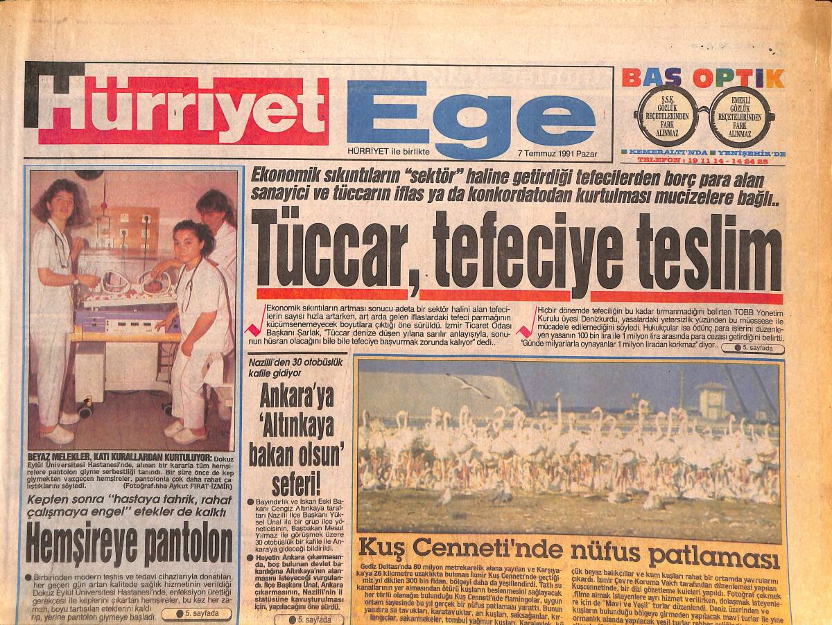 Hürriyet Gazetesi Ege Eki 7 Temmuz 1991 - Ege Rallisi'nde Zafer İzmir'in - Tüccar , Tefeciye Teslim GZ135028 - 1
