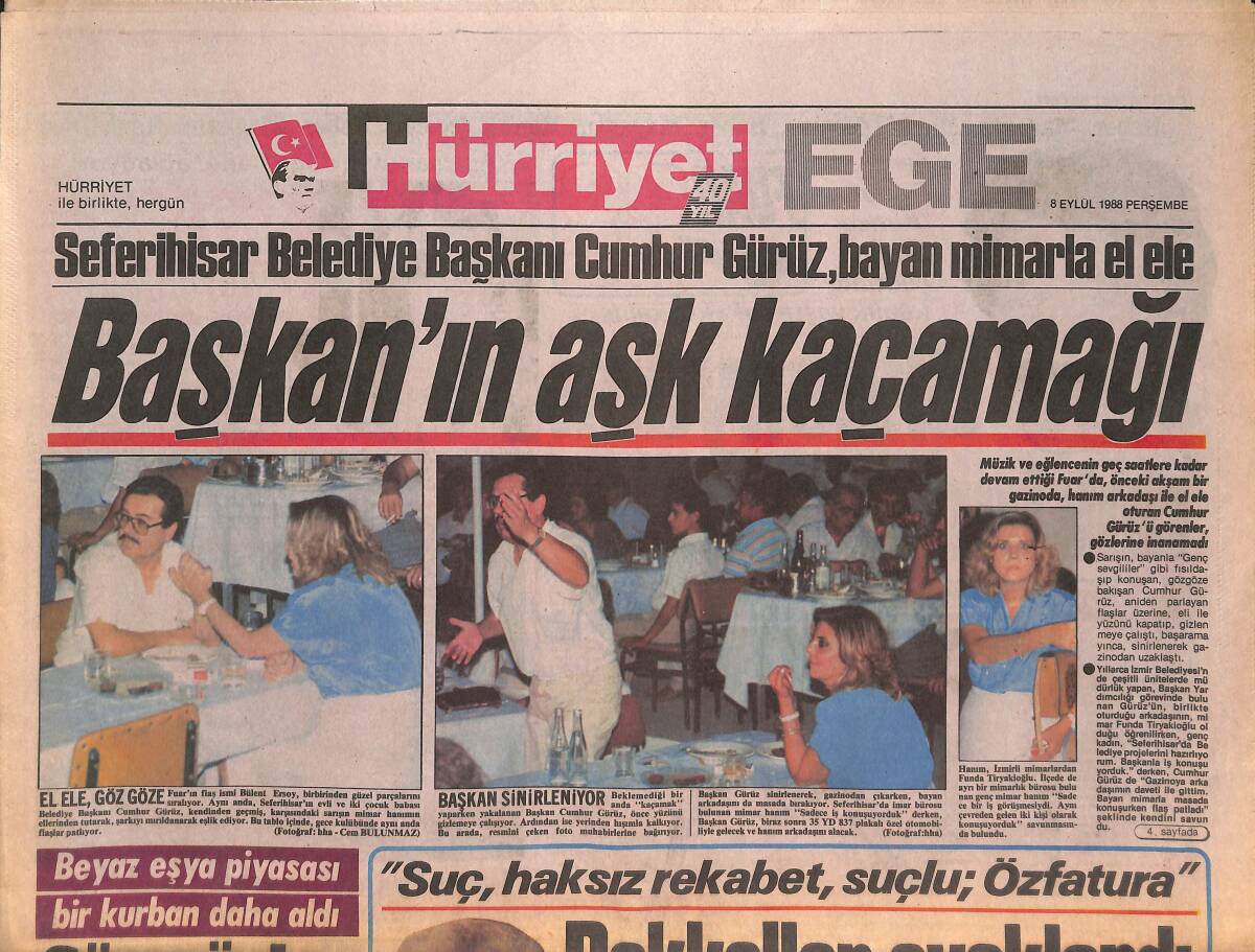 Hürriyet Gazetesi Ege Eki 8 Eylül 1988 - Altınordu İzmirsporlu Sadettin'i Aldı - Ferdi Tayfur ' Okusaydım Doktor Olurdum ' GZ135017 - 1