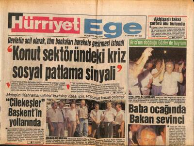 Hürriyet Gazetesi Ege Eki 9 Temmuz 1991 - Ankaraya ANAPlı Çıkarması GZ84089 - 1