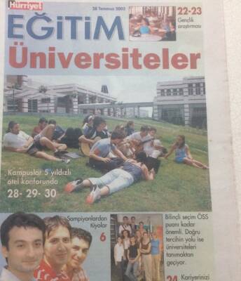 Hürriyet Gazetesi Eğitim Eki 28 Temmuz 2003 - Kampüsler 5 Yıldızlı Otel Konforunda GZ35570 - 1