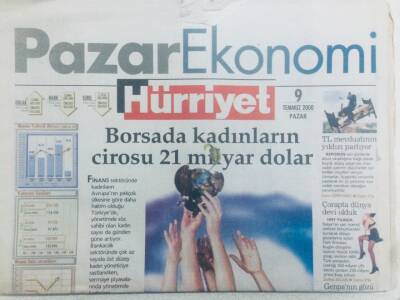 Hürriyet Gazetesi Ekonomi Eki 9 Temmuz 2000 - Borsada Kadınların Cirosu GZ40428 - 1