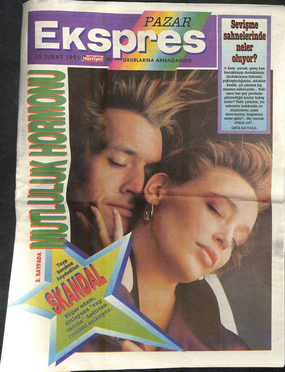 Hürriyet Gazetesi Ekspres Pazar Eki 10 Şubat 1991 - Mutluluk Hormonu - Teyp Bandına Kaydedilen Skandal! GZ138411 - 1