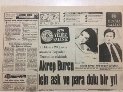 Hürriyet Gazetesi Ekstra Eki 4 Ocak 1979 - Akrep Bucunda Doğan Ünlüler GZ52034 - 1
