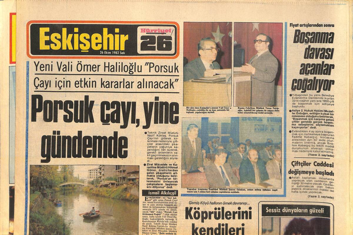 Hürriyet Gazetesi Eskişehir Eki 26 Ekim 1982 - Porsuk Çağı Yine Gündemde - Gülten Çıldır Hollanda Yolcusu GZ156585 - 1