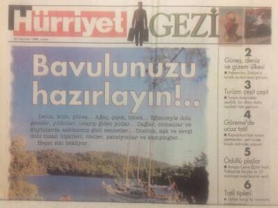 Hürriyet Gazetesi Gezi Eki 26 Haziran 1992 - Bavulunuzu Hazırlayın GZ38088 - 1
