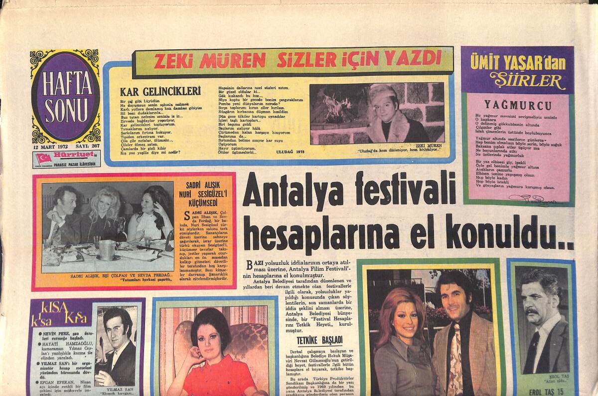 Hürriyet Gazetesi Hafta Sonu Eki 21 Mayıs 1972 - Sadri Alışık, Nuri Sesigüzel'i Küçümsedi - Zeki Müren Sizler İçin Yazdı GZ156902 - 1