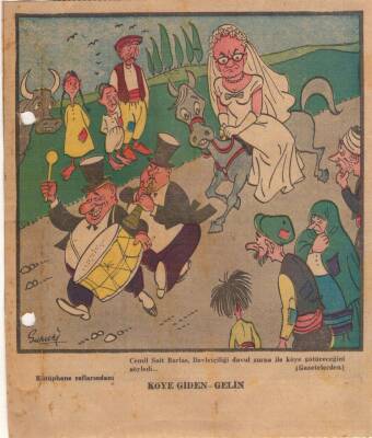 Hürriyet Gazetesi Haftanın Karikatürü Devletçiliği Davul Zurna İle Köye Götürmek GZ14377 - 1