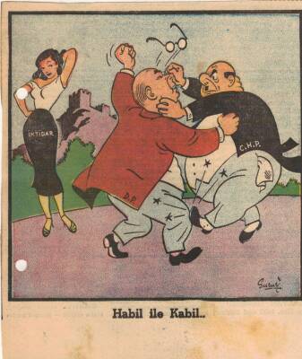 Hürriyet Gazetesi Haftanın Karikatürü Habil Ve Kabil(DP Ve CHP GZ14430 - 1