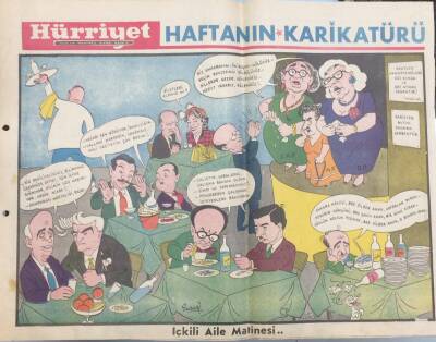 Hürriyet Gazetesi Haftanın Karikatürü İçkili Aile Matinesi GZ14436 - 1