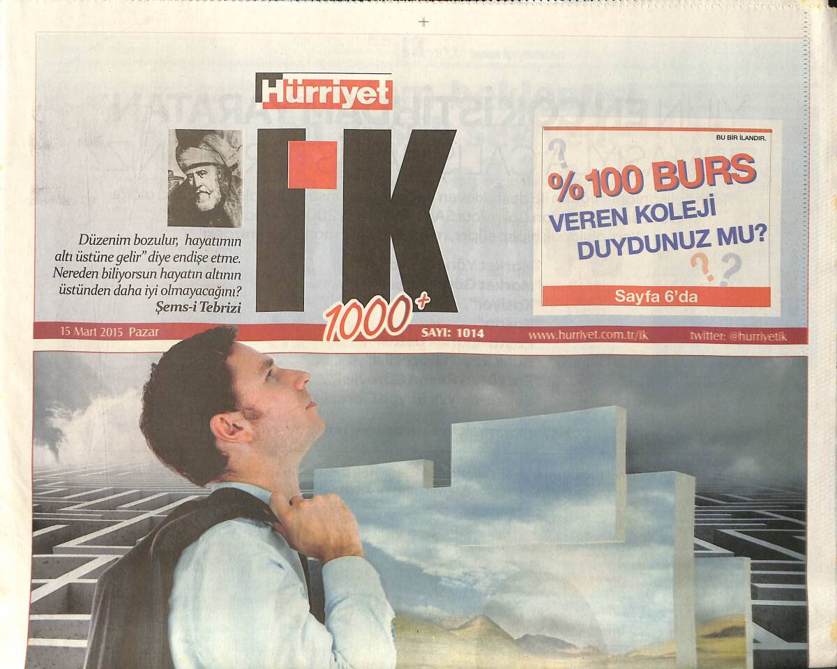 Hürriyet Gazetesi I.K. Eki 15 Mart 2015 GZ154578 - 1