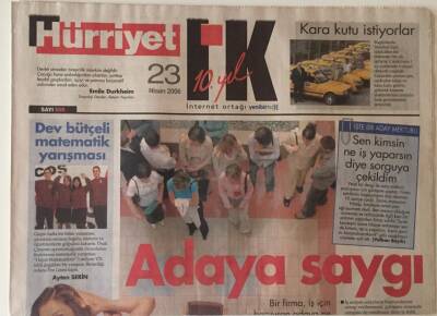 Hürriyet Gazetesi IK Eki 23 Nisan 2006 - Adaya Saygı ... GZ31401 - 1