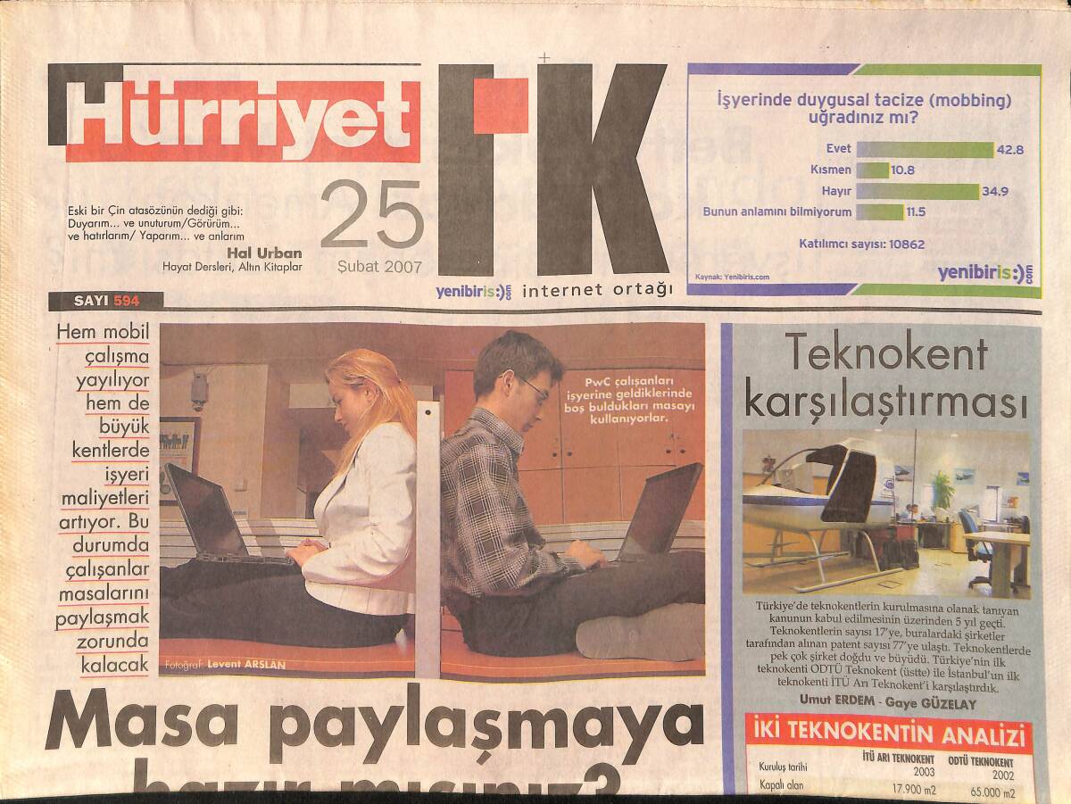 Hürriyet Gazetesi I.K Eki 25 Şubat 2007 - Betty Dukes Depremi - Teknokent Karşılaştırması GZ157634 - 1