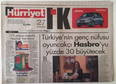 Hürriyet Gazetesi IK Eki 27 Şubat 2005 - Türkiyenin Genç Nüfusu Oyuncakçı Hasbroyu Yüzde 30 Büyütecek GZ18726 - 1