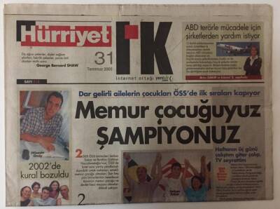 Hürriyet Gazetesi IK Eki - 31 Temmuz 2005 - Dar Gelirli Ailelerin Çocukları ÖSSde İlk Sıraları Kapıyor GZ25304 - 1
