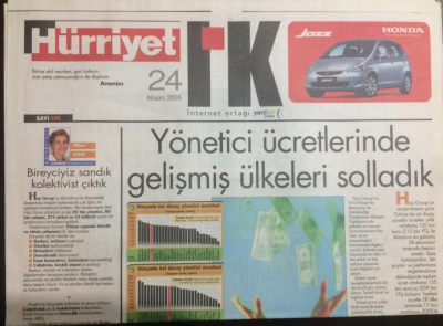 Hürriyet Gazetesi İnsan Kaynakları Eki 24 Nisan 2005 - Yönetici Ücretlerinde Gelişmiş Ülkeleri Solladık GZ21987 - 1