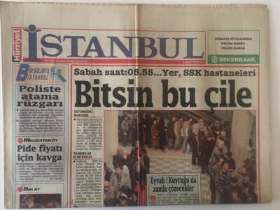 Hürriyet Gazetesi İstanbul Bölge Eki 2 Mart 1992 - Sabah 5.55 Yer SSK Hastaneleri Bitsin Bu Çile , Üsküdara Özel TV GZ20527 - 1