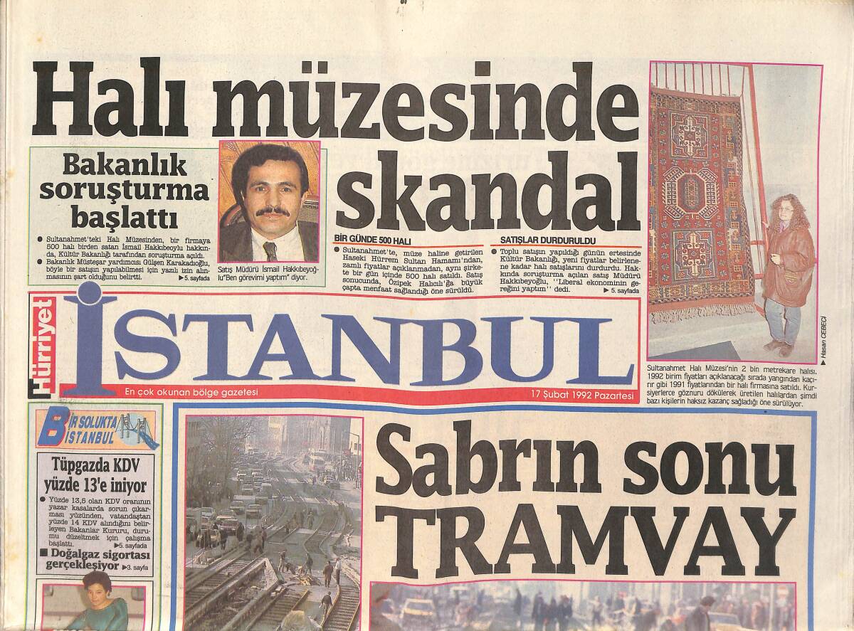 Hürriyet Gazetesi İstanbul Eki 17 Şubat 1992 - Aksaray-Sirkeci Hızlı Tramvay Hattı , Nisan Ayında Tamamlanıyor GZ159293 - 1