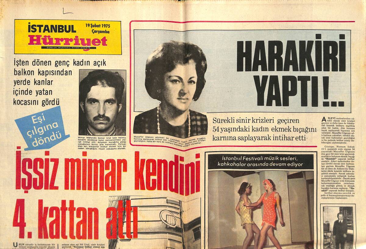Hürriyet Gazetesi İstanbul Eki 19 Şubat 1975 - Kıbrıs Gemisi Boğaz'da Türk Gemisine Çarptı - Kısıklı'da Yüz Bin Liralık 4 Halı Çalındı GZ142381 - 1