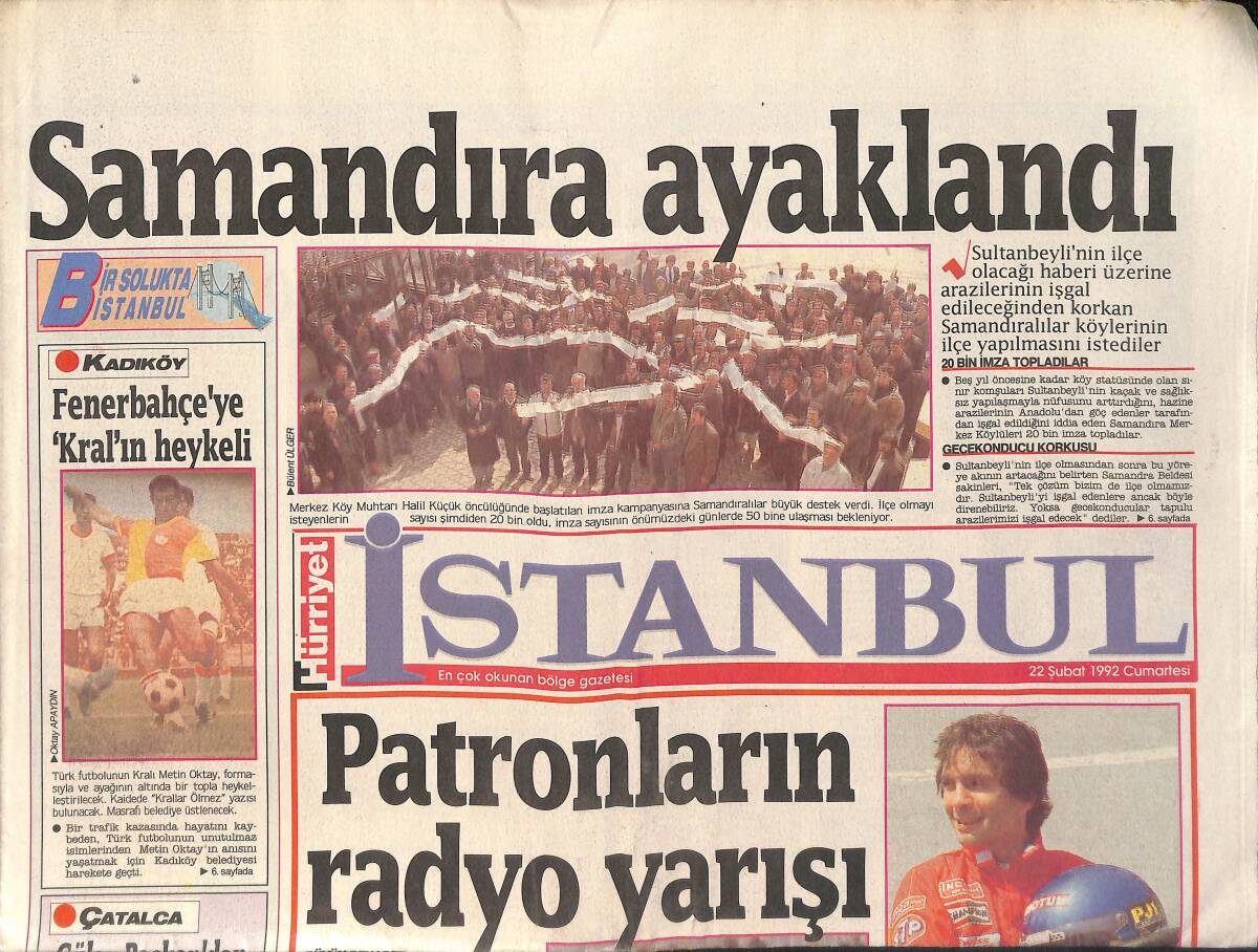Hürriyet Gazetesi İstanbul Eki 22 Şubat 1992 - Deterjanda Hediye Savaşı - Metin Oktay , Formasıyla Ve Ayağının Altında Bir Topla Heykelleştirilecek GZ159298 - 1