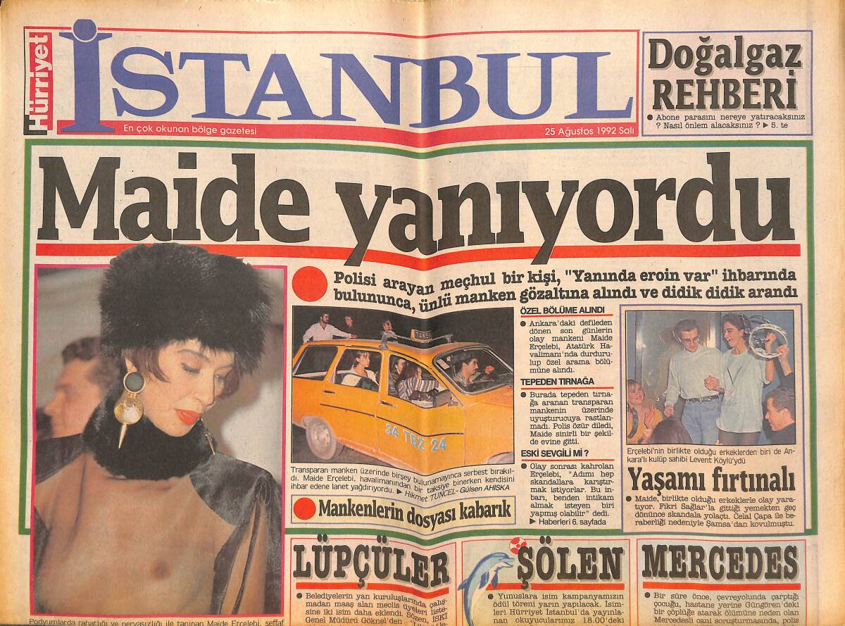 Hürriyet Gazetesi İstanbul Eki 25 Ağustos 1992 - Dalan Başkan Adayı - Maide Erçelebi Yanıyordu GZ144179 - 1