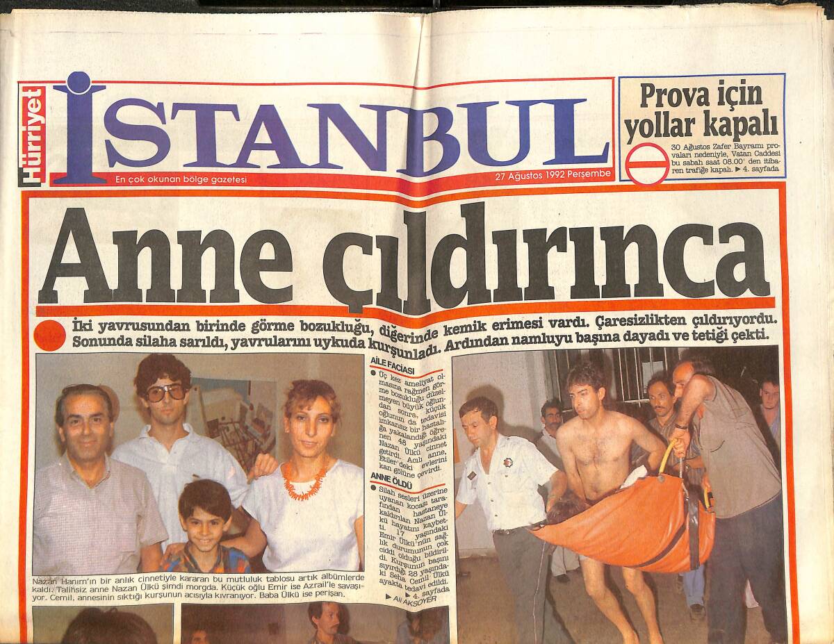 Hürriyet Gazetesi İstanbul Eki 27 Ağustos 1992 - AKTAŞ'ın Ölüm Pazarlığı GZ144181 - 1
