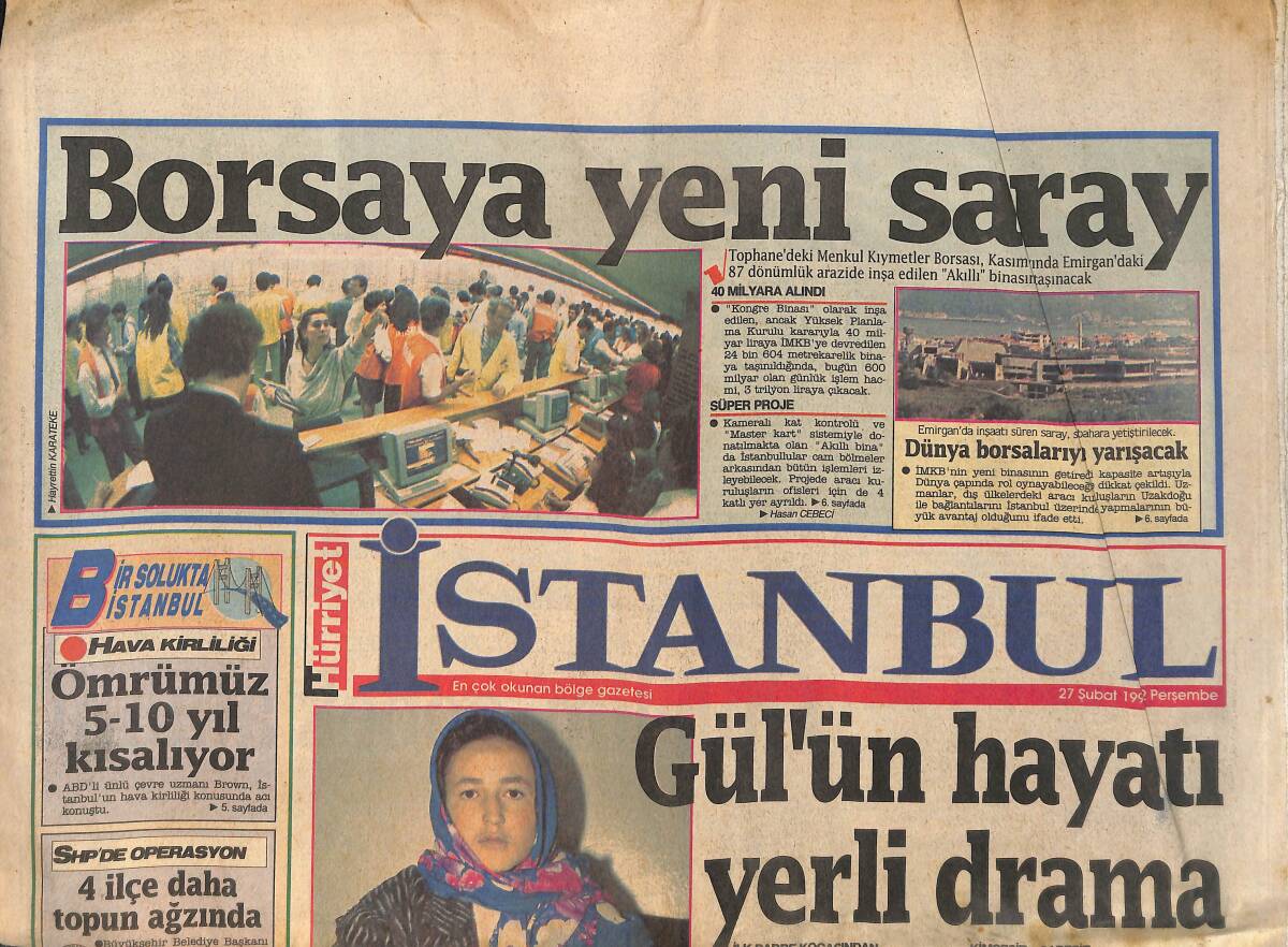 Hürriyet Gazetesi İstanbul Eki 27 Şubat 1992 - Borsaya Yeni Saray - Ruşen Eşrefizade , Kızını Evlendirdi GZ159352 - 1