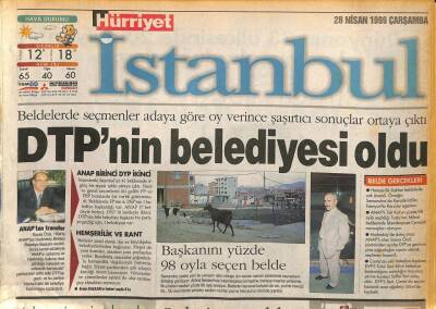 Hürriyet Gazetesi İstanbul Eki 28 Nisan 1999 - Manastır Yoluna Çöp Döktüler - DTPnin Belediyesi Oldu GZ109165 - 1