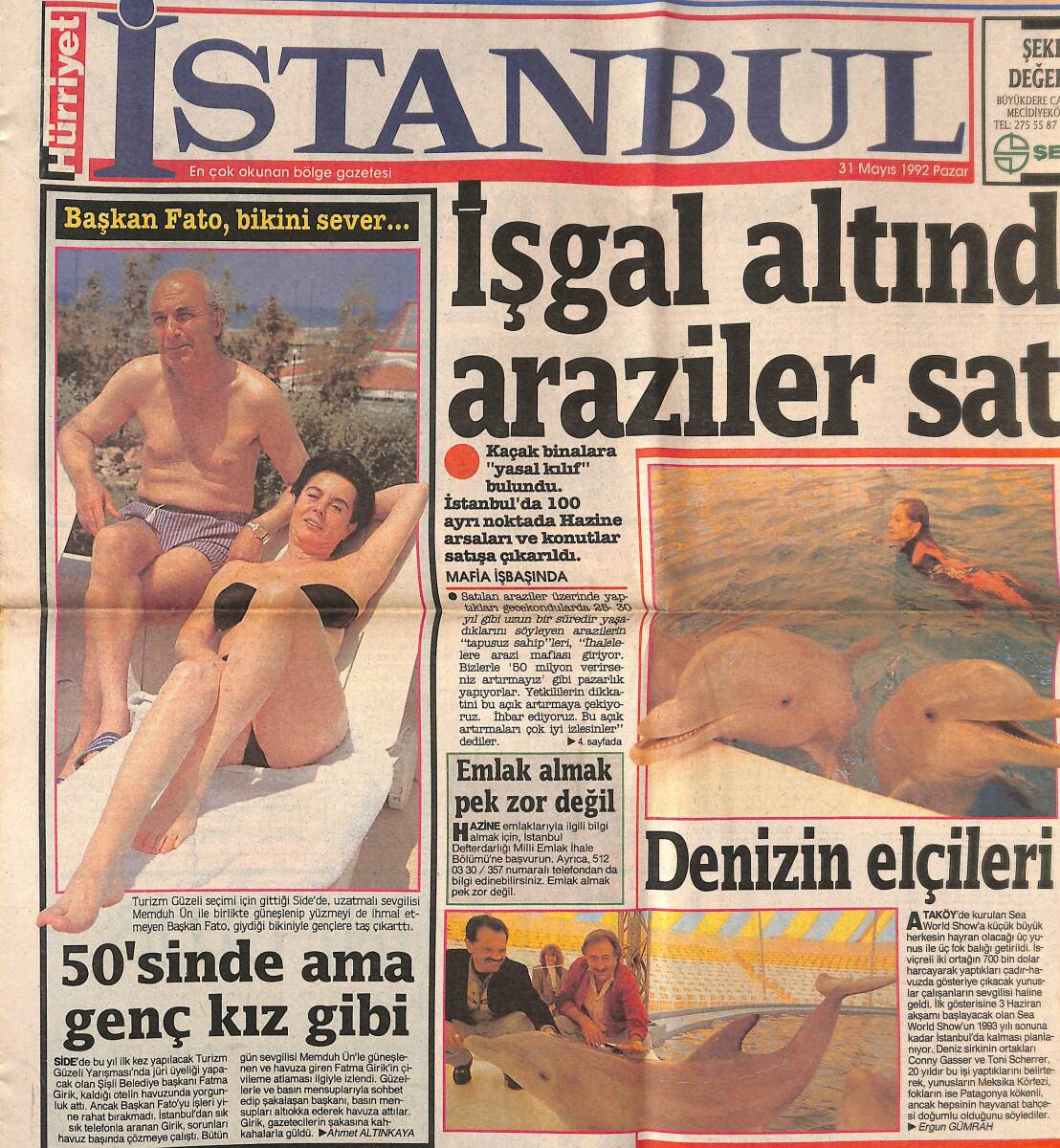 Hürriyet Gazetesi İstanbul Eki 31 Mayıs 1992 - Fatma Girik 50'sinde Ama Genç Kız Gibi GZ145572 - 2