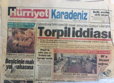 Hürriyet Gazetesi Karadeniz Eki 13 Nisan 1991 - Sınav Sonuçları Giresunu Karıştırdı Torpil İddiası GZ21430 - 1