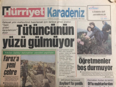 Hürriyet Gazetesi Karadeniz Eki 16 Haziran 1991 - Tütüncünün Yüzü Gülmüyor GZ21423 - 1