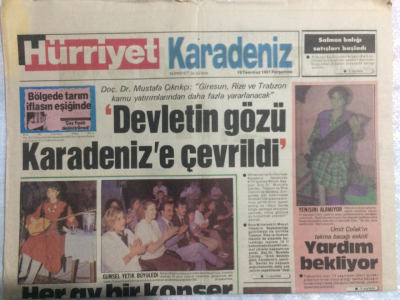 Hürriyet Gazetesi Karadeniz Eki 18 Temmuz 1991 - Devletin Gözü Karadenize Çevrildi GZ21426 - 1