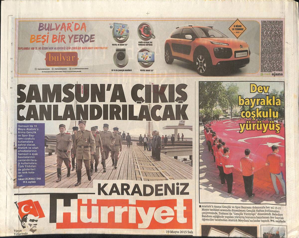 Hürriyet Gazetesi Karadeniz Eki 19 Mayıs 2015 - Samsun'a Çıkış Canlandırılacak - Kent Müzesi'ne Prestij Ödülü GZ135880 - 1