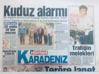 Hürriyet Gazetesi Karadeniz Eki 19 Temmuz 1993 - Kuduz Alarmı GZ40416 - 1
