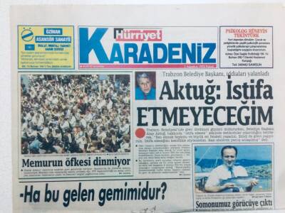 Hürriyet Gazetesi Karadeniz Eki 2 Ağustos 1992 - Trabzon Belediye Başkanı İstifa Etmeyeceğim GZ41185 - 1