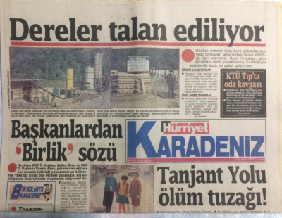 Hürriyet Gazetesi Karadeniz Eki 21 Şubat 1992 - Dereler Talan Ediliyor,Tanjant Yolu Ölüm Tuzağı GZ21419 - 1