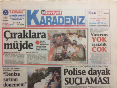 Hürriyet Gazetesi Karadeniz Eki 23 Ağustos 1992 - Polise Dayak Soruşturması GZ24778 - 1
