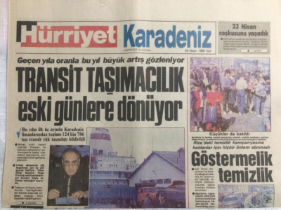 Hürriyet Gazetesi Karadeniz Eki 24 Nisan 1990 - Transit Taşımacılık Eski Günlere Dönüyor GZ21441 - 1