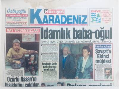 Hürriyet Gazetesi Karadeniz Eki 24 Temmuz 1993 - Bakan Sevinci, İdamlık Baba Oğul GZ40410 - 1