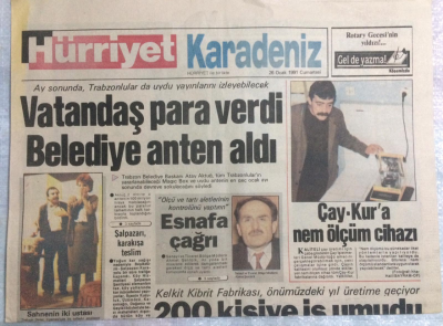 Hürriyet Gazetesi Karadeniz Eki 26 Ocak 1991 - Vatandaş Para Verdi Belediye Anten Aldı GZ21429 - 1